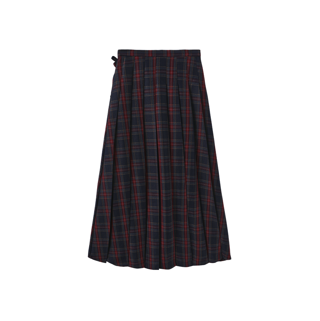 Plaid Wrap Midi Skirt