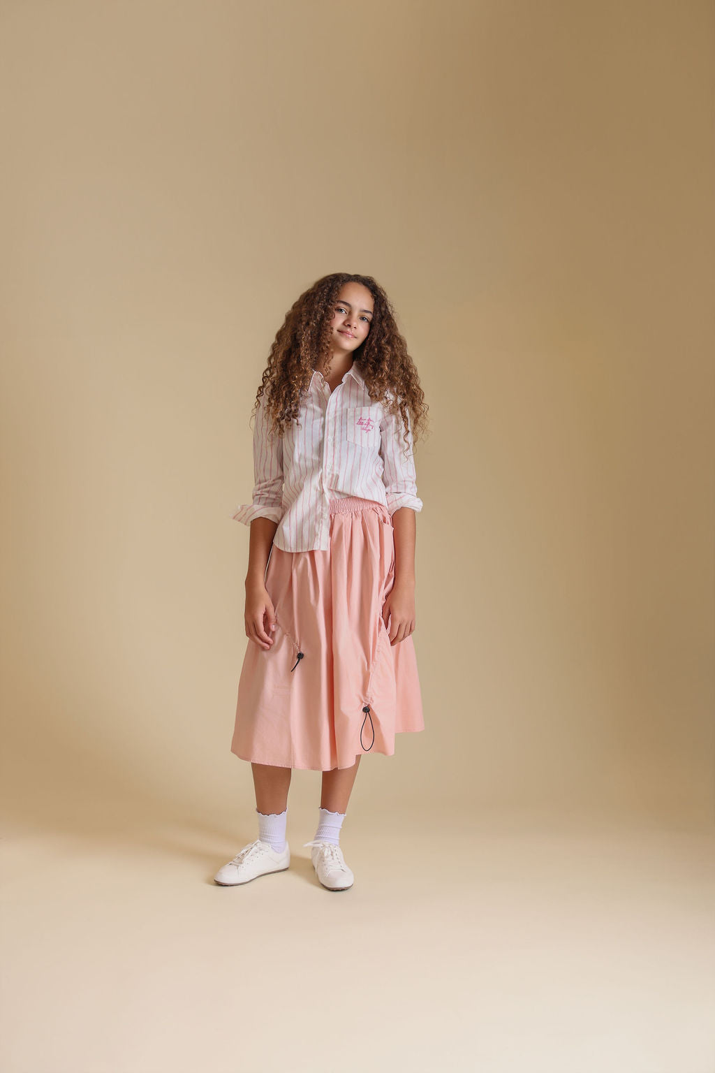 Sketch Pinstriped Embroidered Blouse