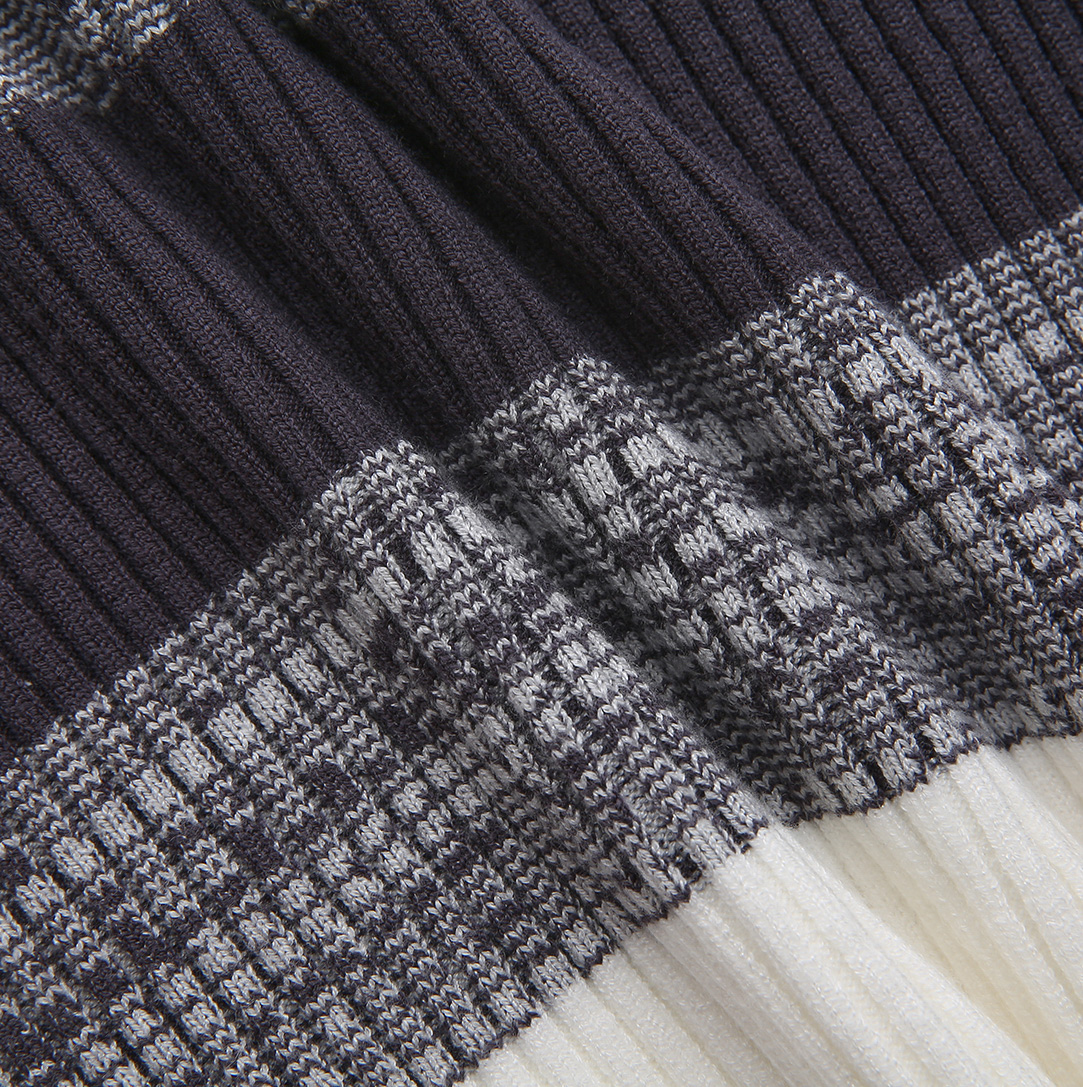 Knit Stripe V Sweater
