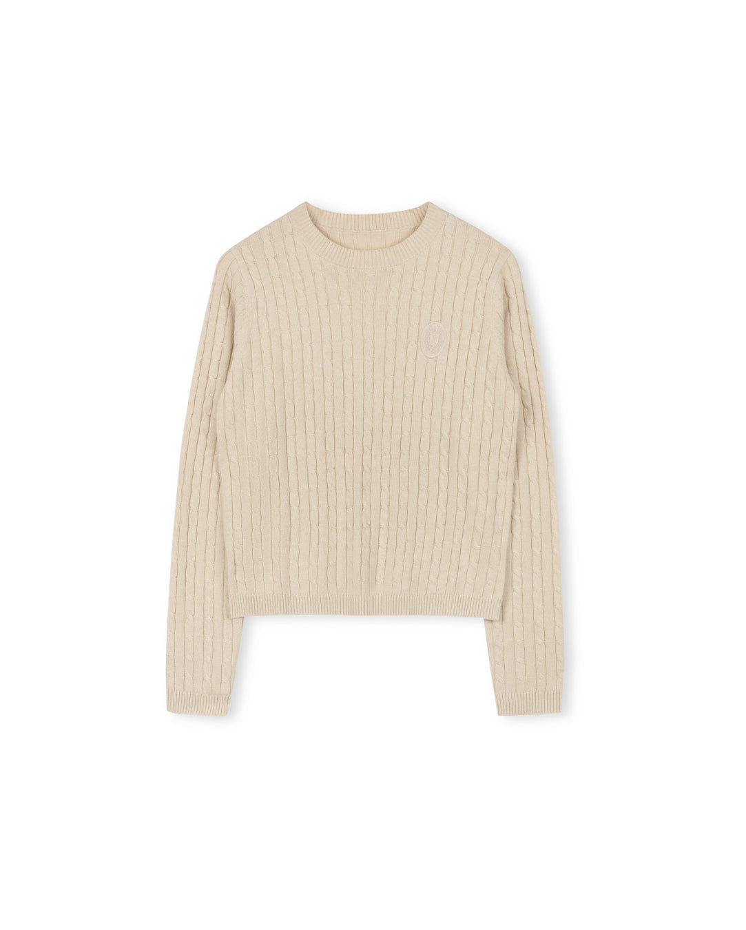 Crest Detailed Cable Knit Sweater