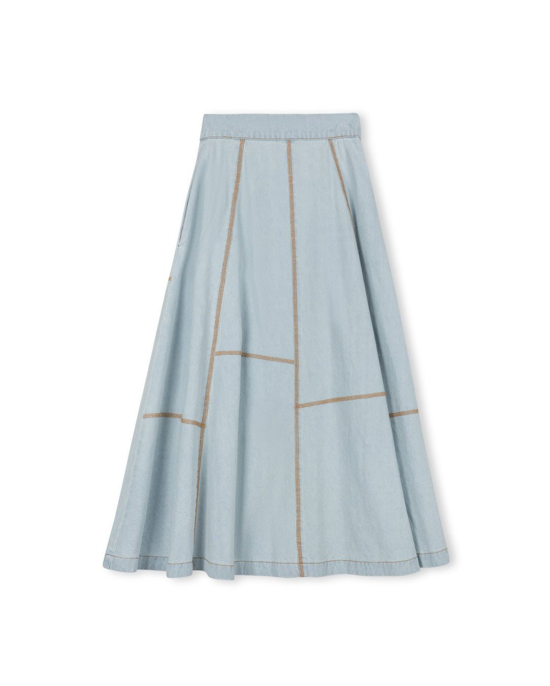 Denim Stitch Detail Maxi Skirt