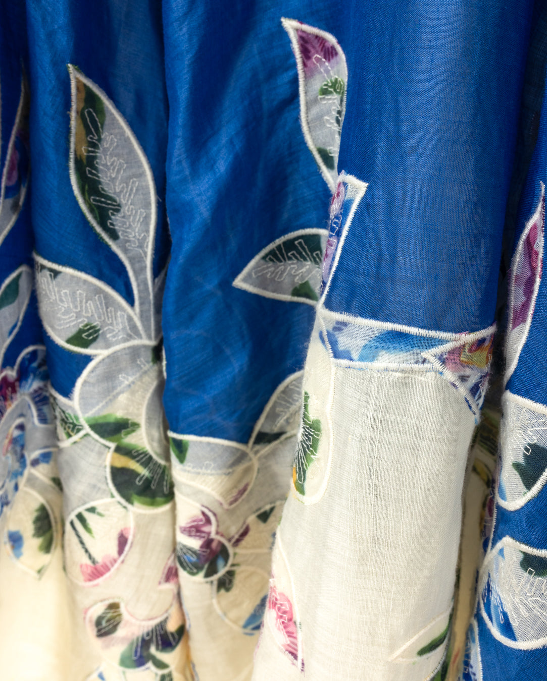 Contrast Floral Linen Dress