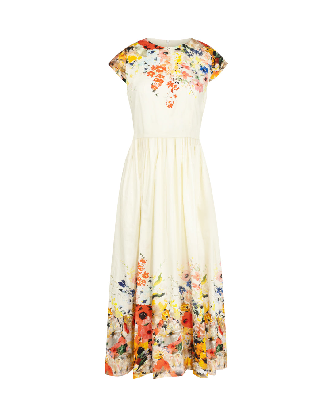 Floral Waisted Poplin Dress