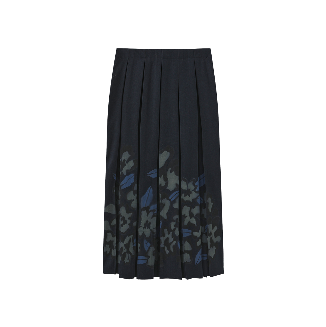 Halt Painted Pleated Midi Skirt