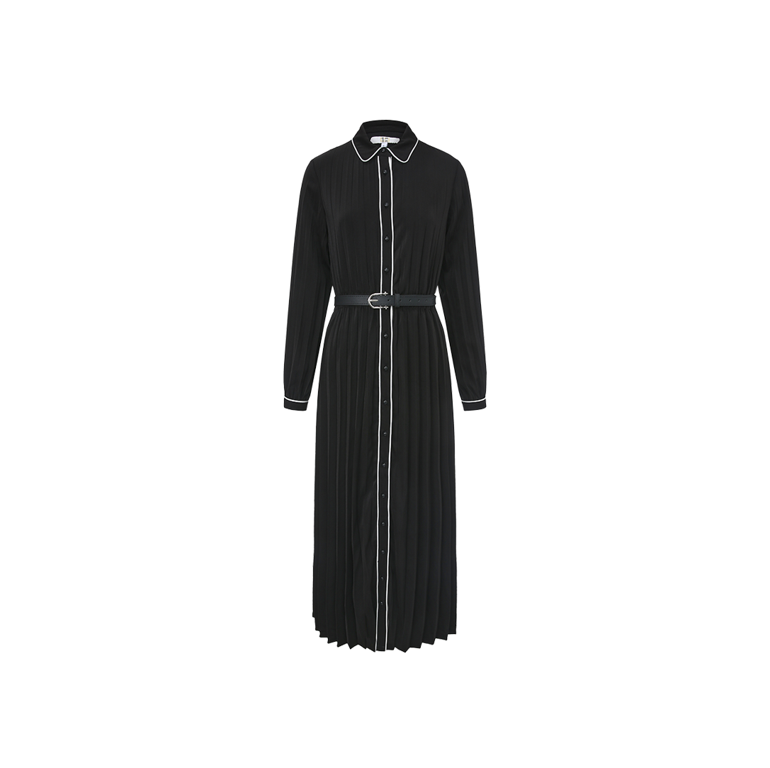 Pleated Belt Dress