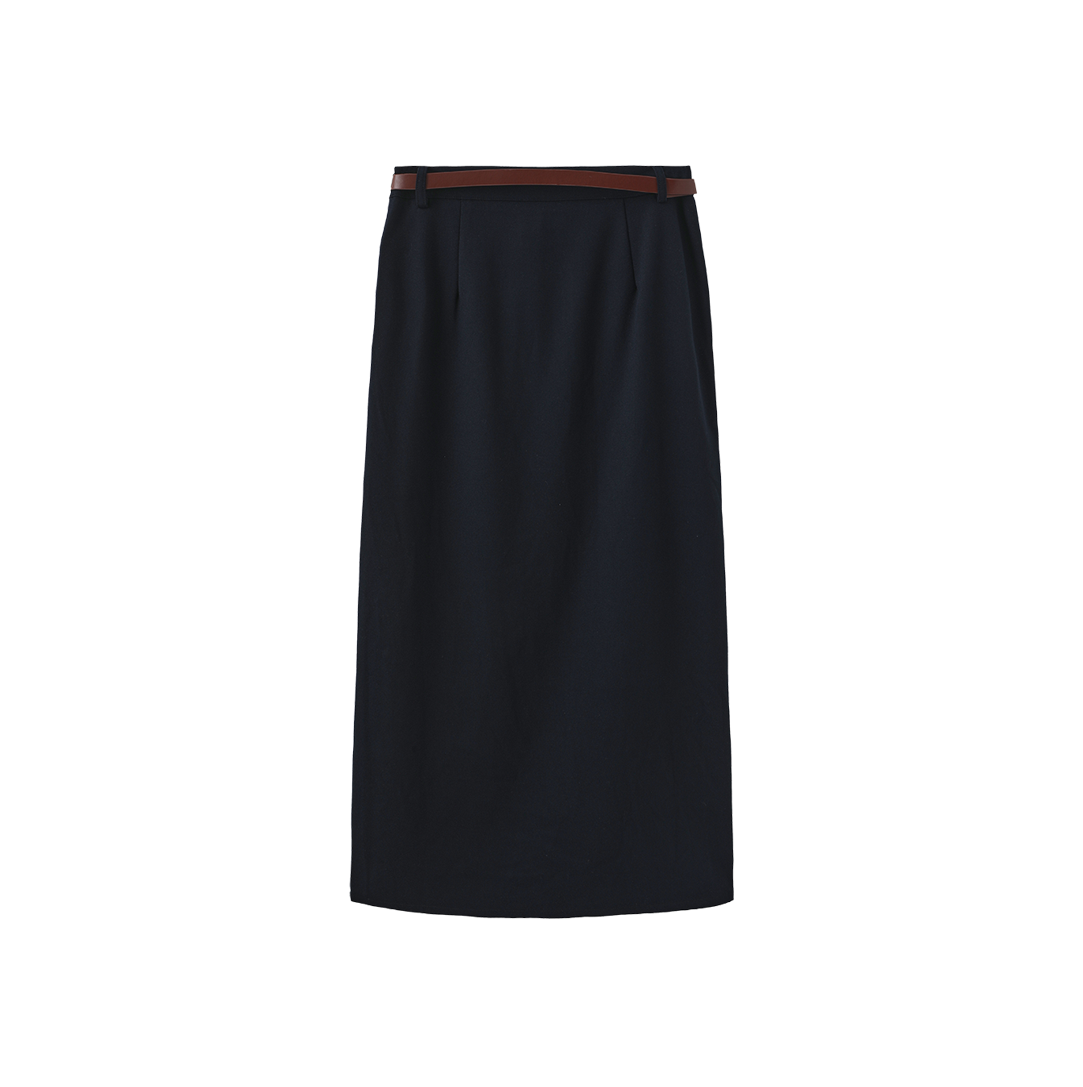Maxi Belted Suit Skirt