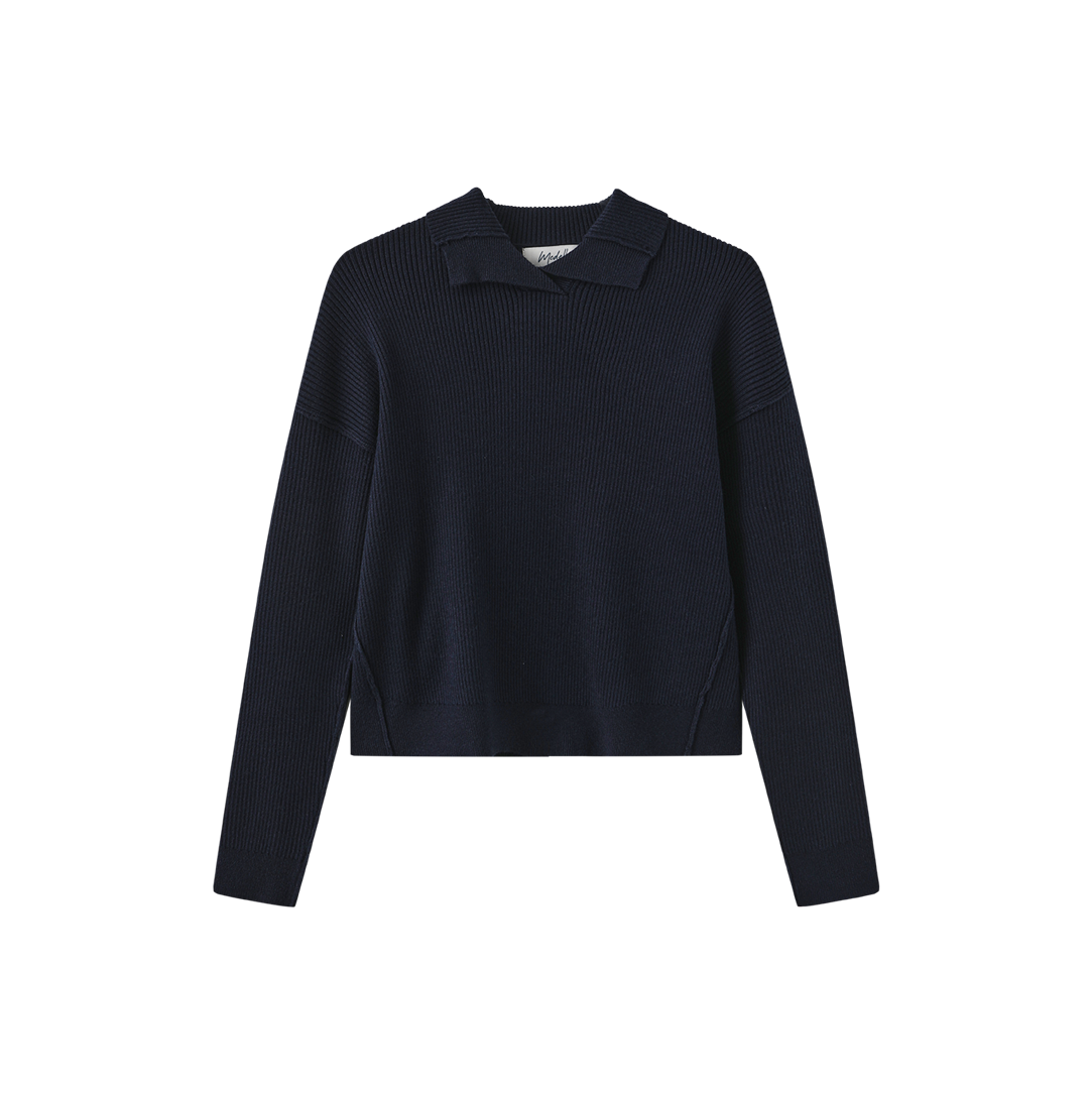 Collared Ribbed Knit Top