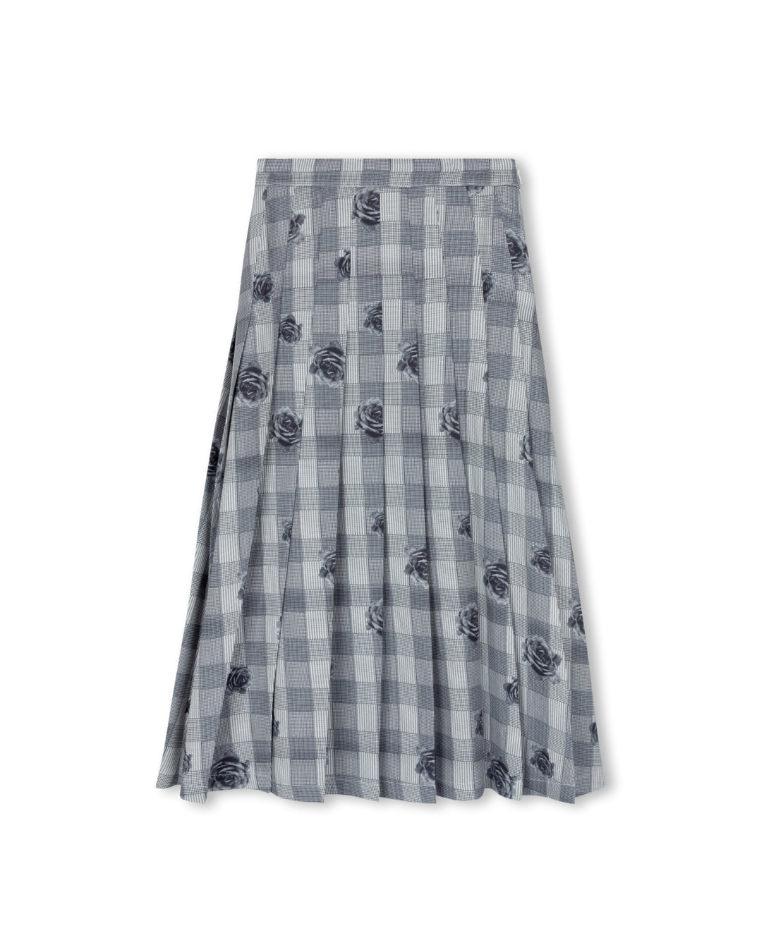 Floral Plaid Midi Skirt C-21982