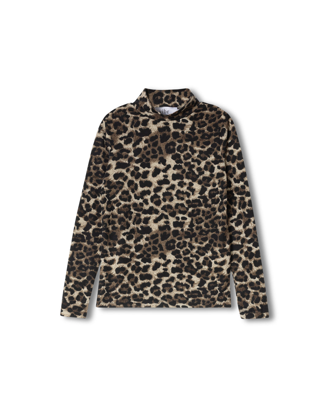 Leopard Printed Fitted Mock Neck C-23338
