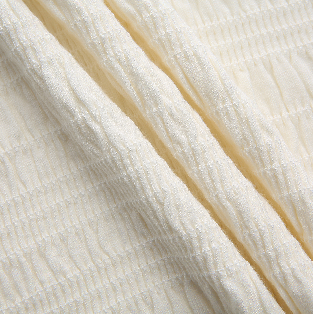 Smokced Knit Mock Neck