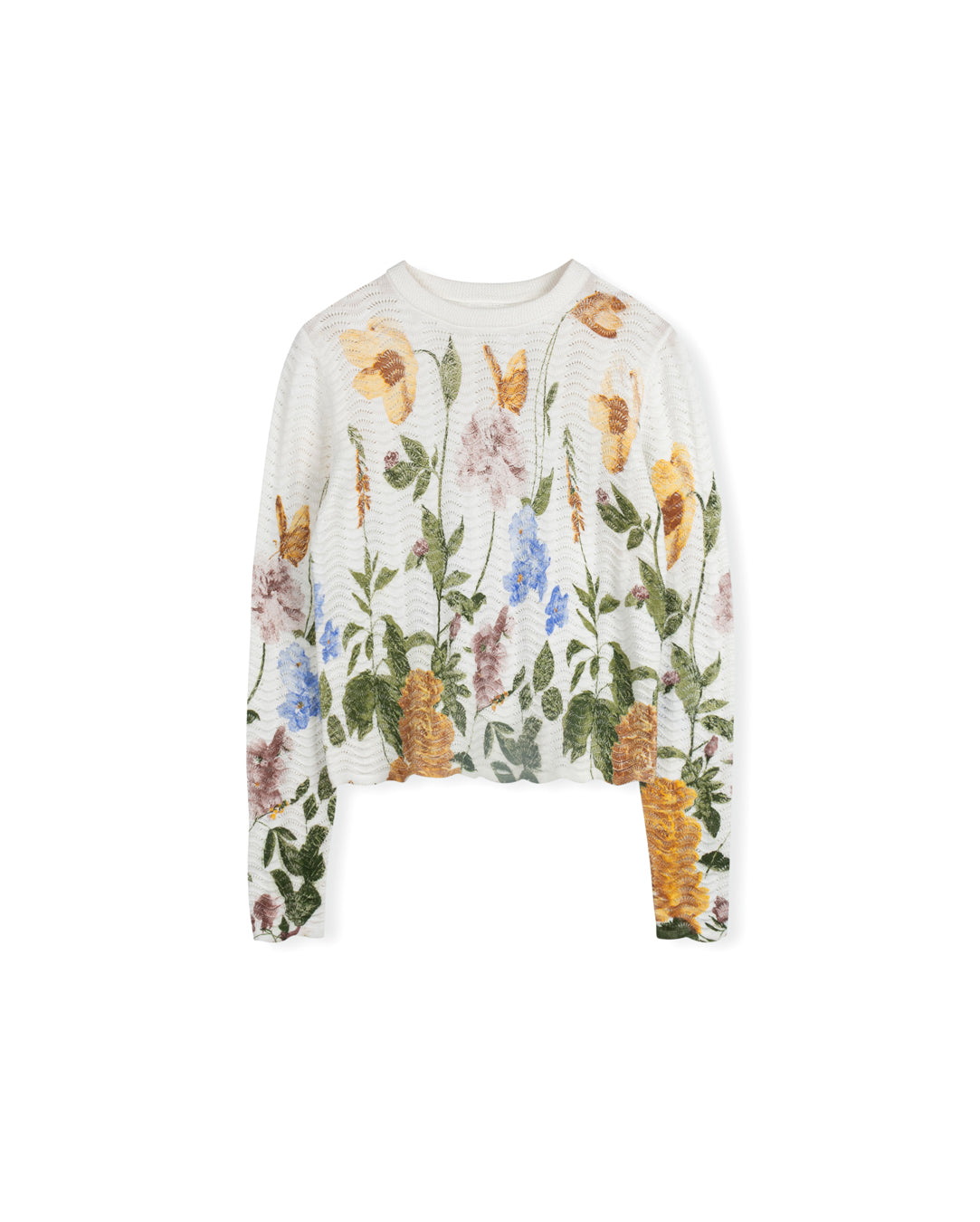 Floral Pointelle Sweater
