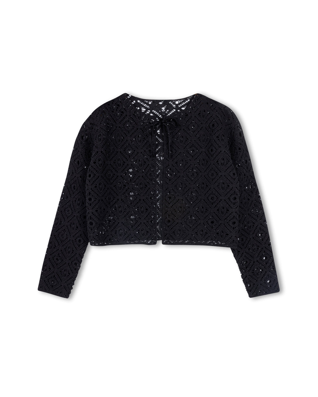 Crochet Knit Top With Bow Closure - Junees
