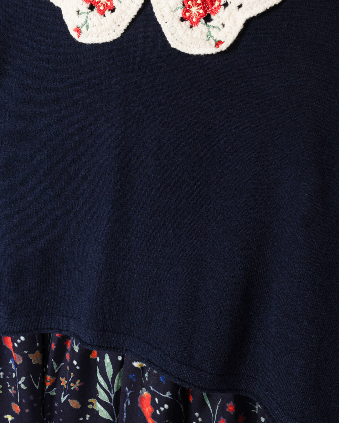 Crochet Collar Pullover And Slip Dress C-20768