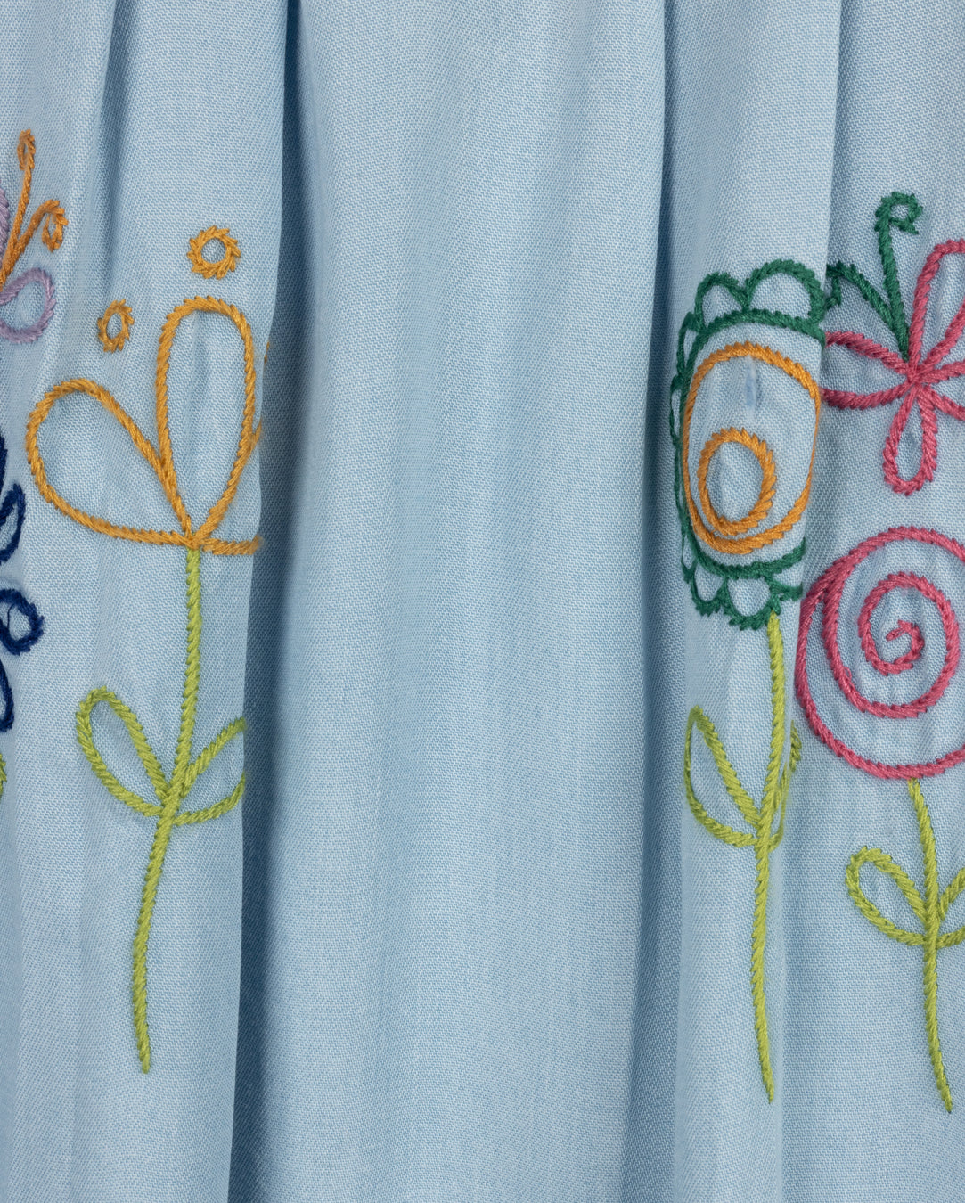 Chambray Embroidered Detailed Dress