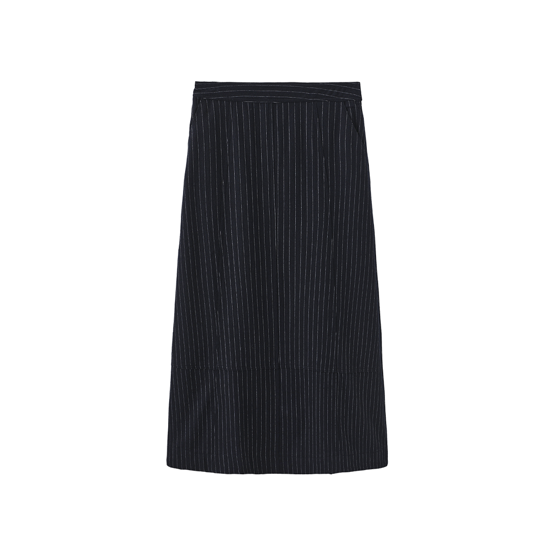 Wool Pinstripe A-Line Skirt