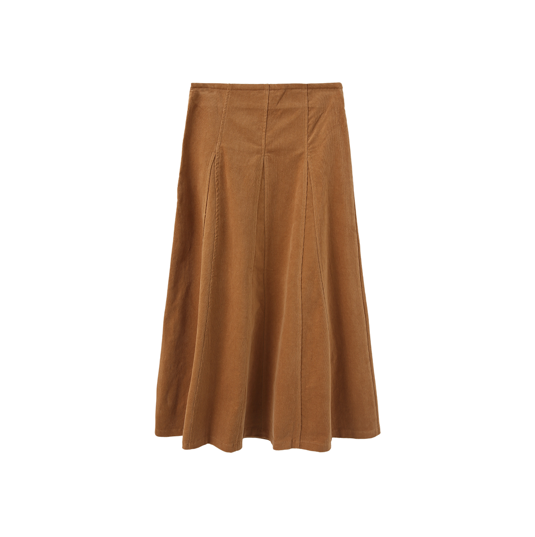 Corduroy Panel Midi Skirt
