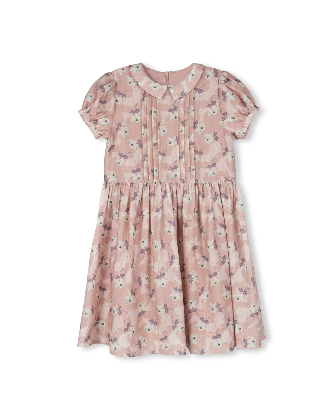 Floral Top Pleat Collared Dress
