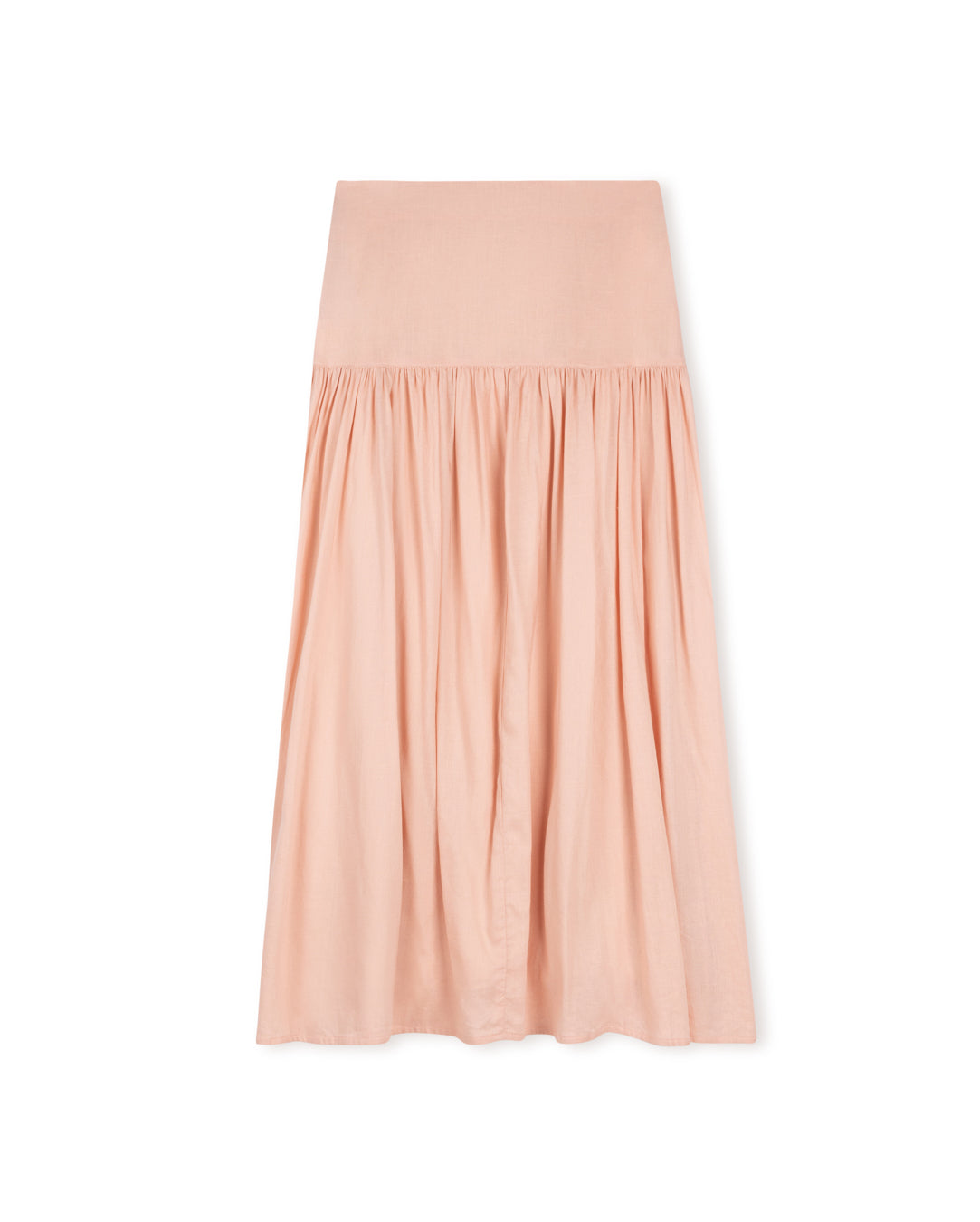 Linen Yolk And Pleat Skirt W-17047