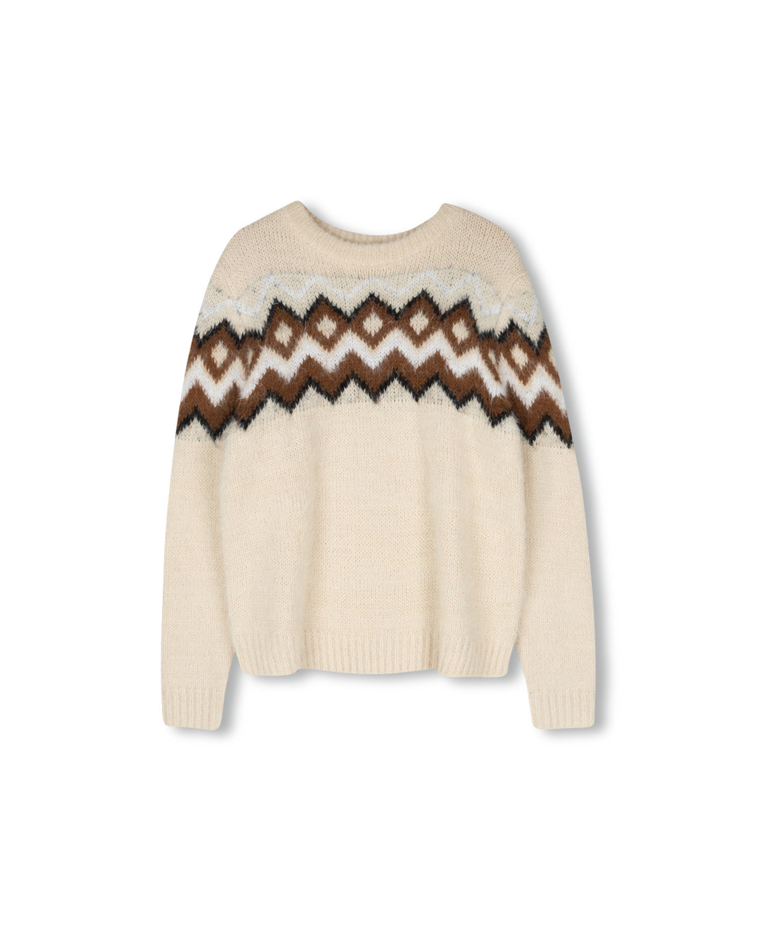 Fair Isle Fuzzy Knit Sweater W-23431