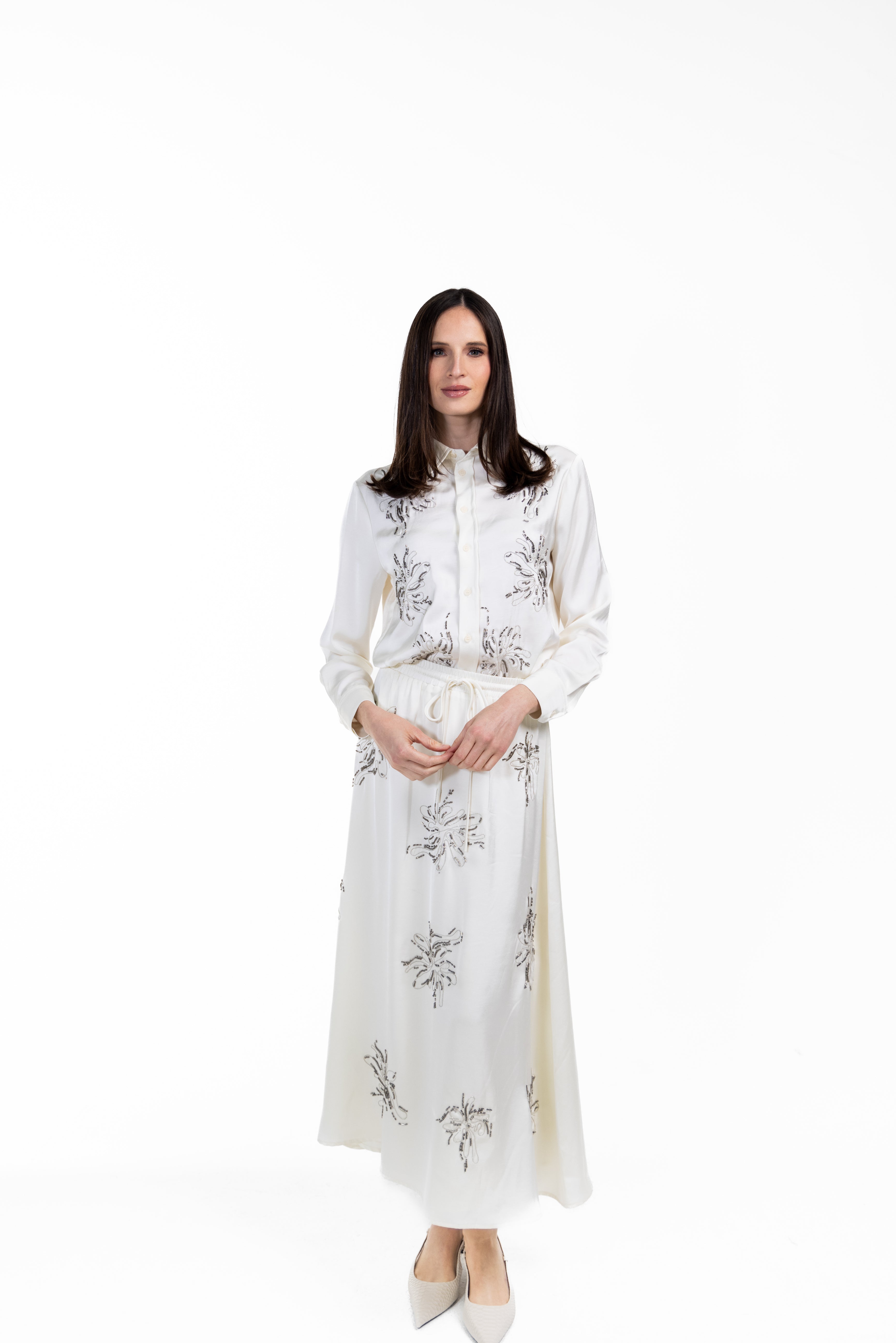 Beaded Detailed Maxi Skirt W-19999