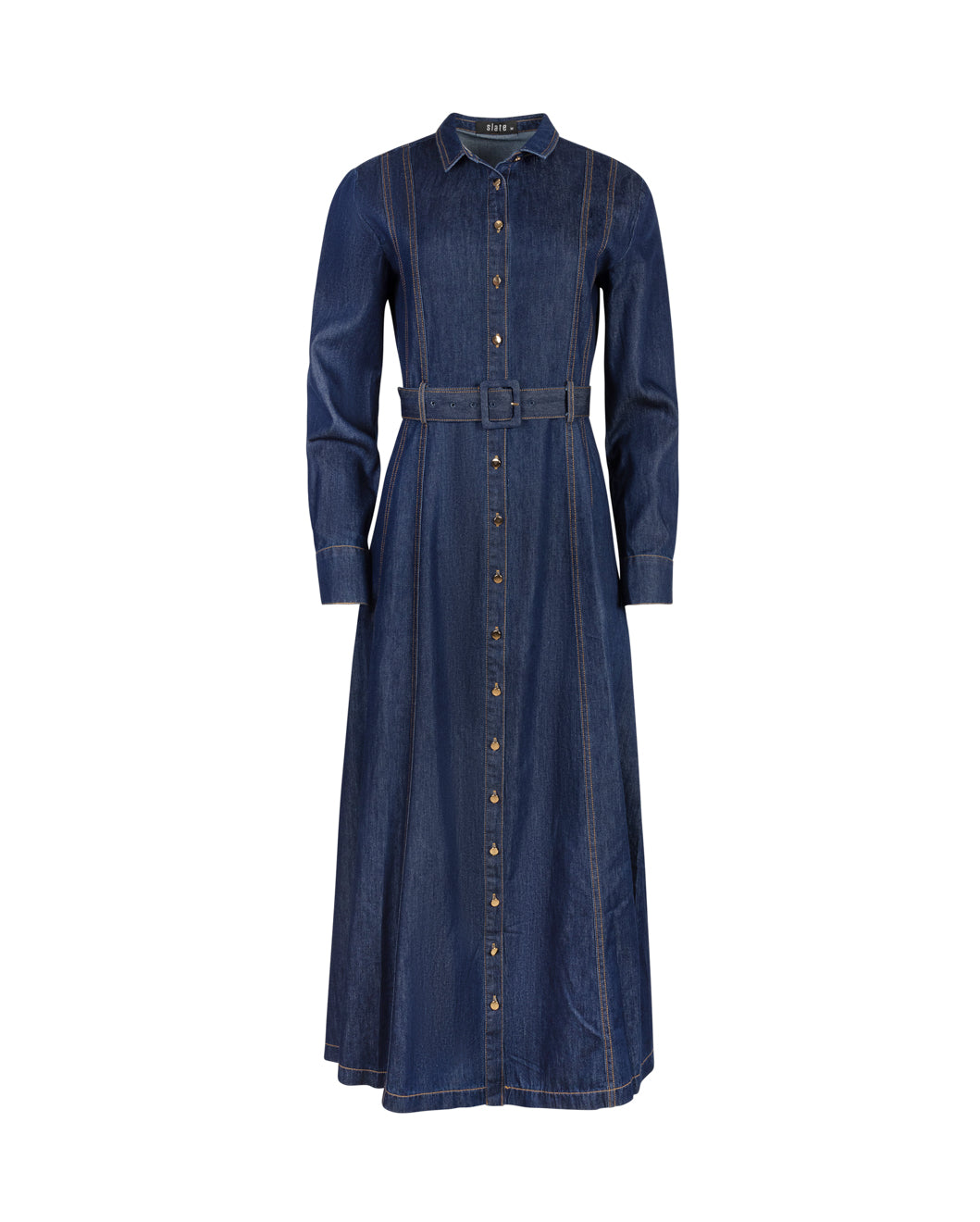 Chambray Seam Detailed Dress