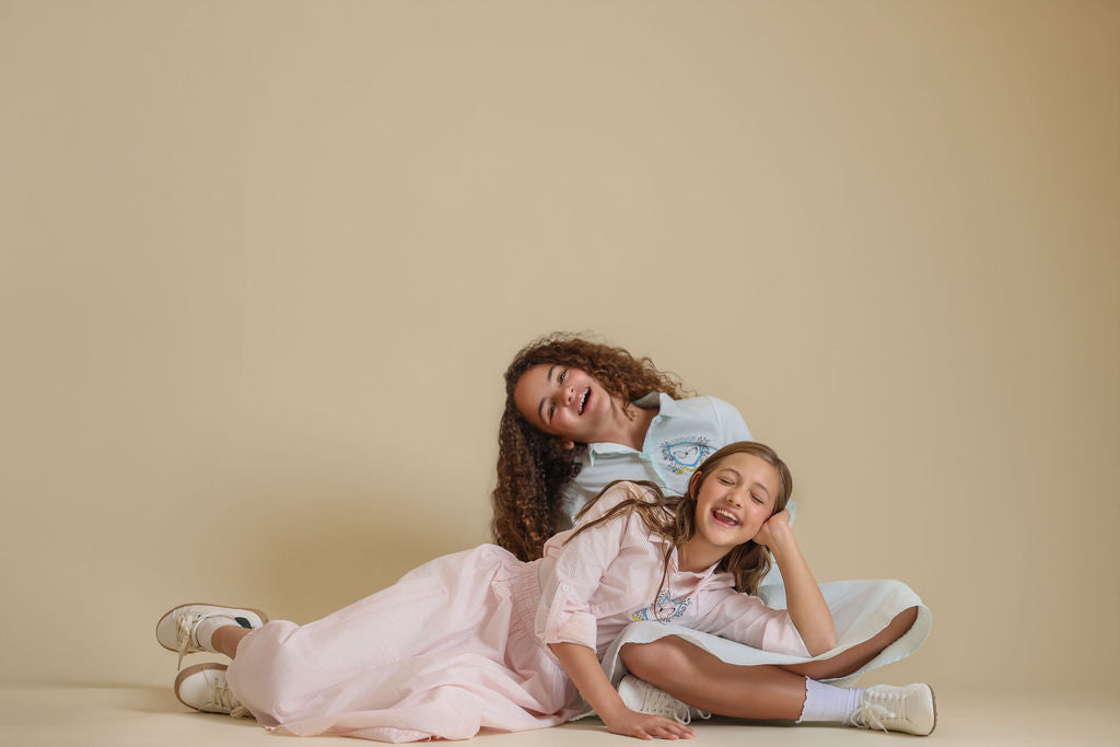 Pinstriped Butterfly Midi Skirt