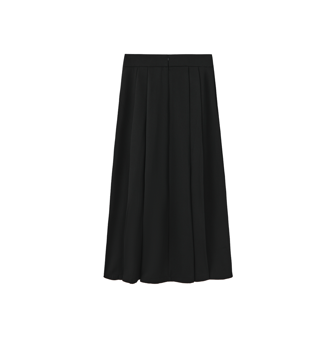 Pleated Black Midi Skirt