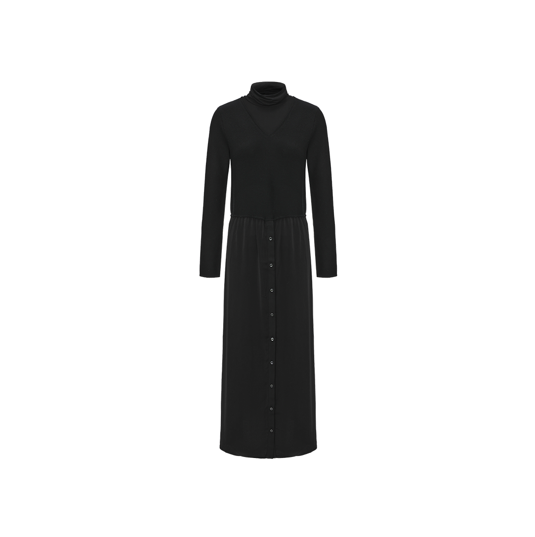 Knit Overlay Button Down Dress