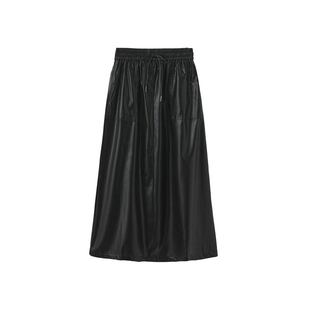 Burgundy Leather Drawstring Skirt