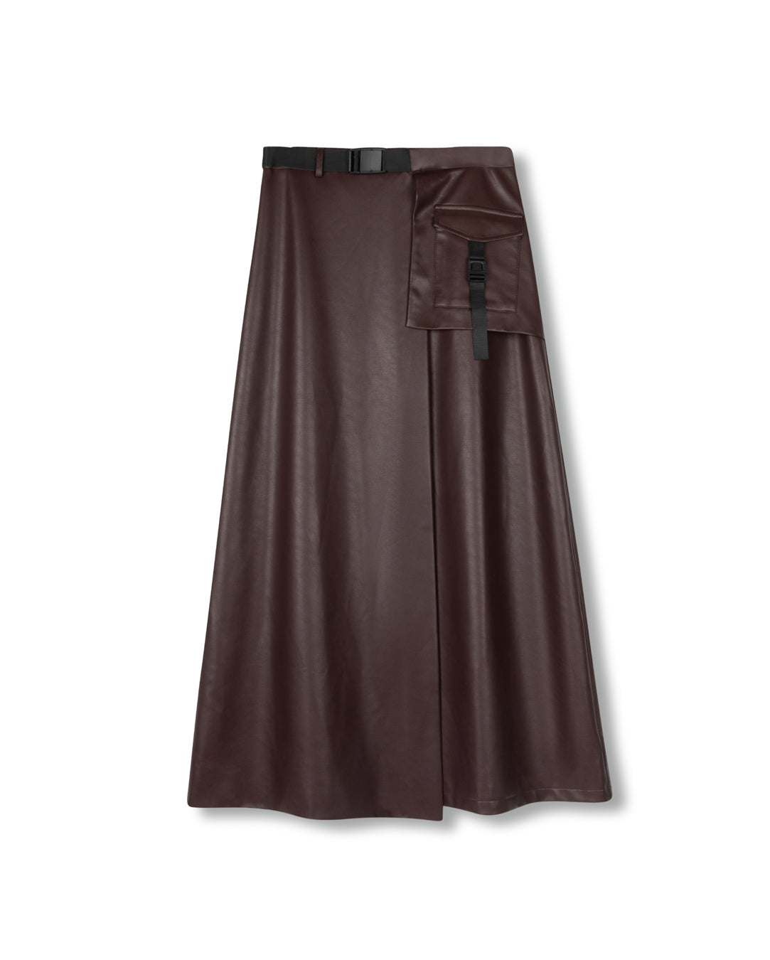 Buckle Leather Skirt W-22739