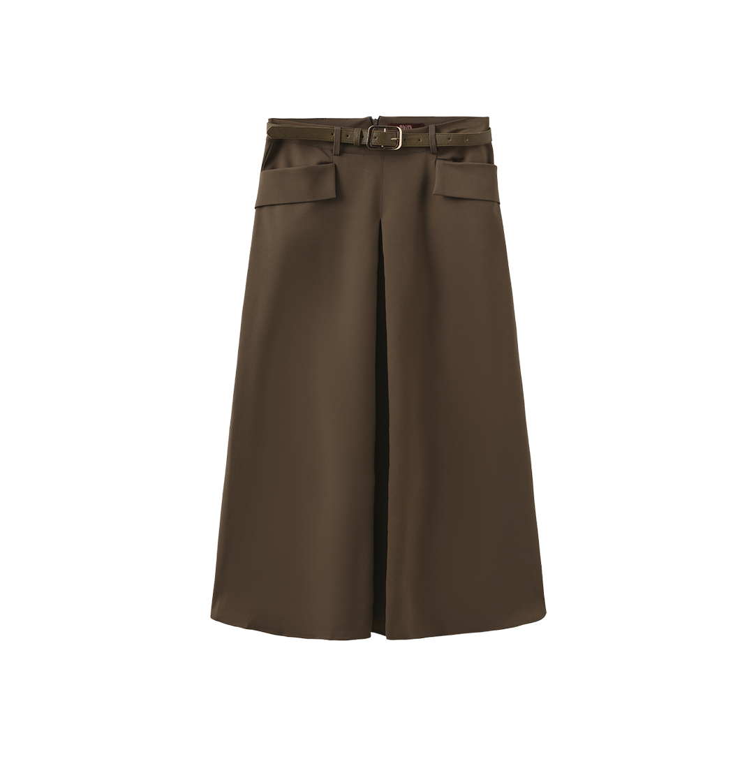 Inserted Kick Belted  Skirt