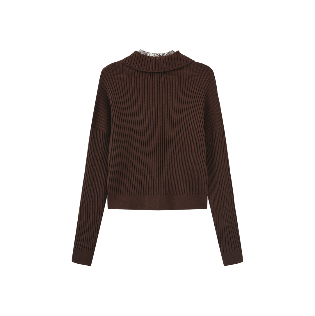 Ribbed Knit Turtleneck Sweater