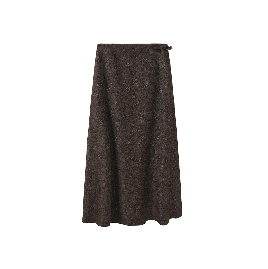 A-Line Paisley Printed Side Button Skirt