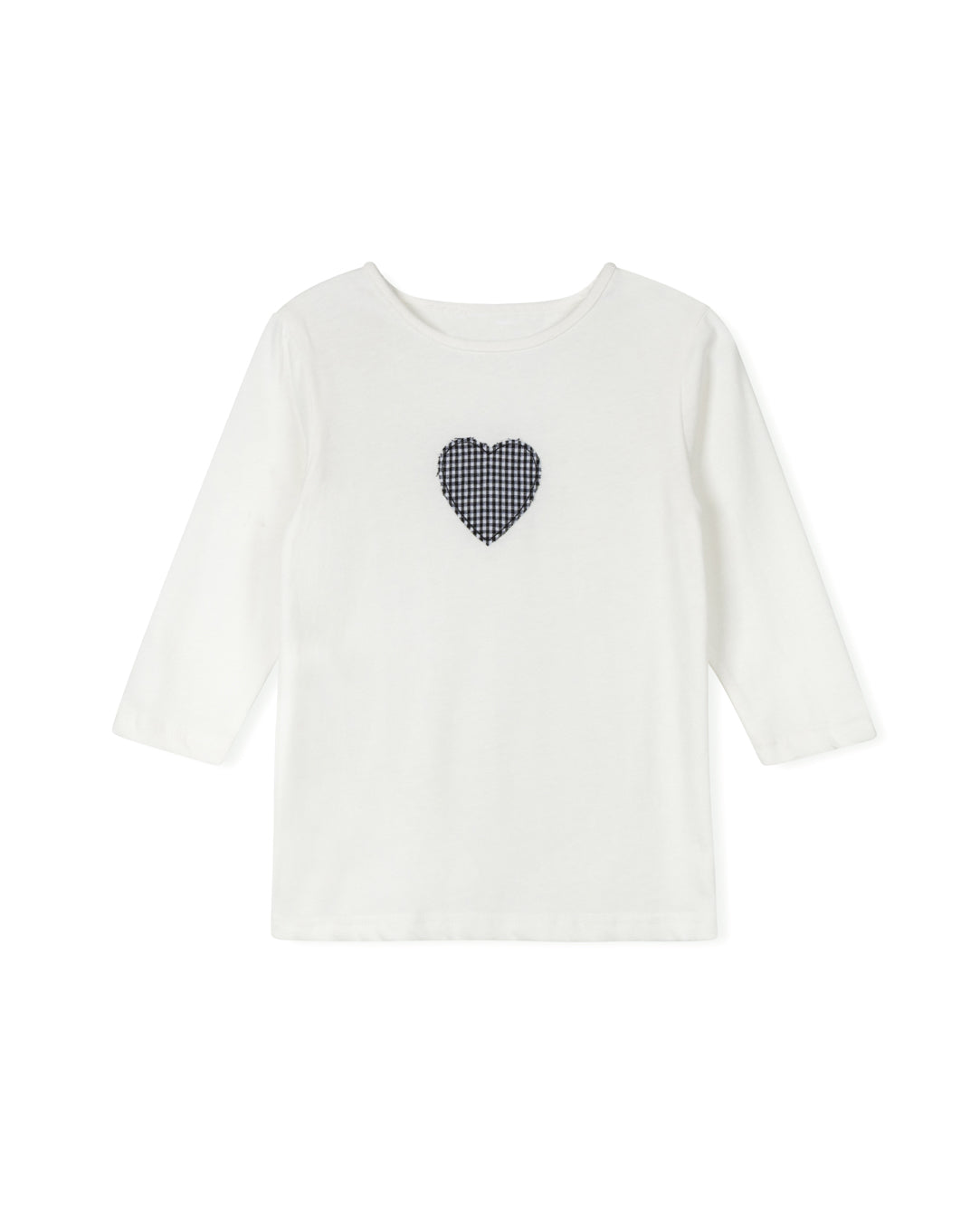 Checked And Bow Heart Patch T-shirt