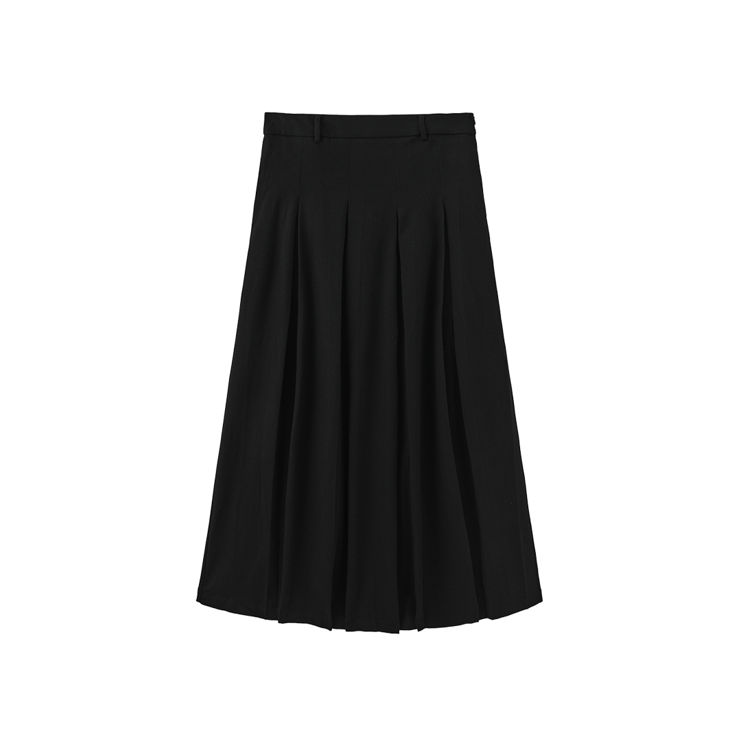 Wool Box Pleat Maxi Skirt