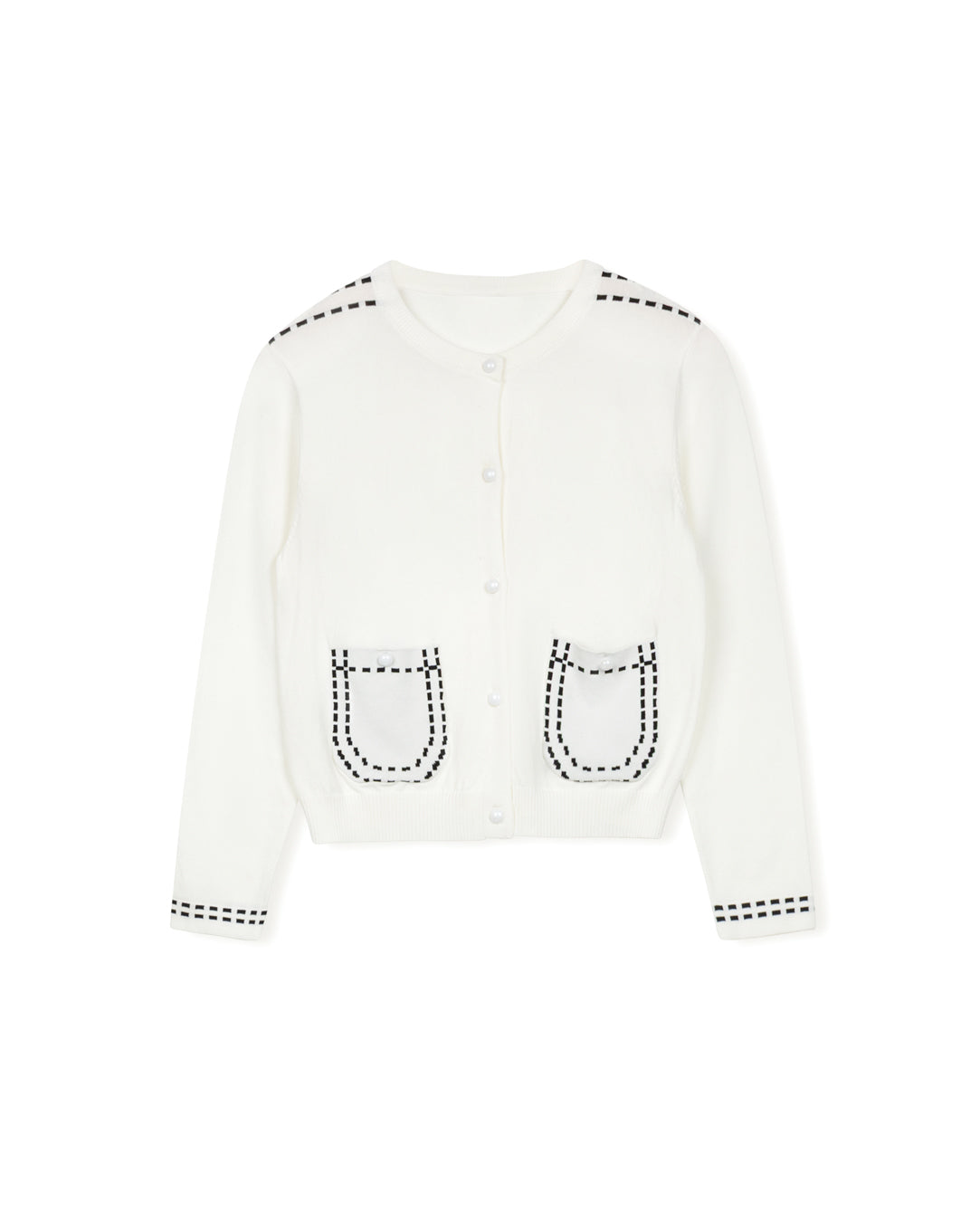 Stitched Trimmed Knit Cardigan