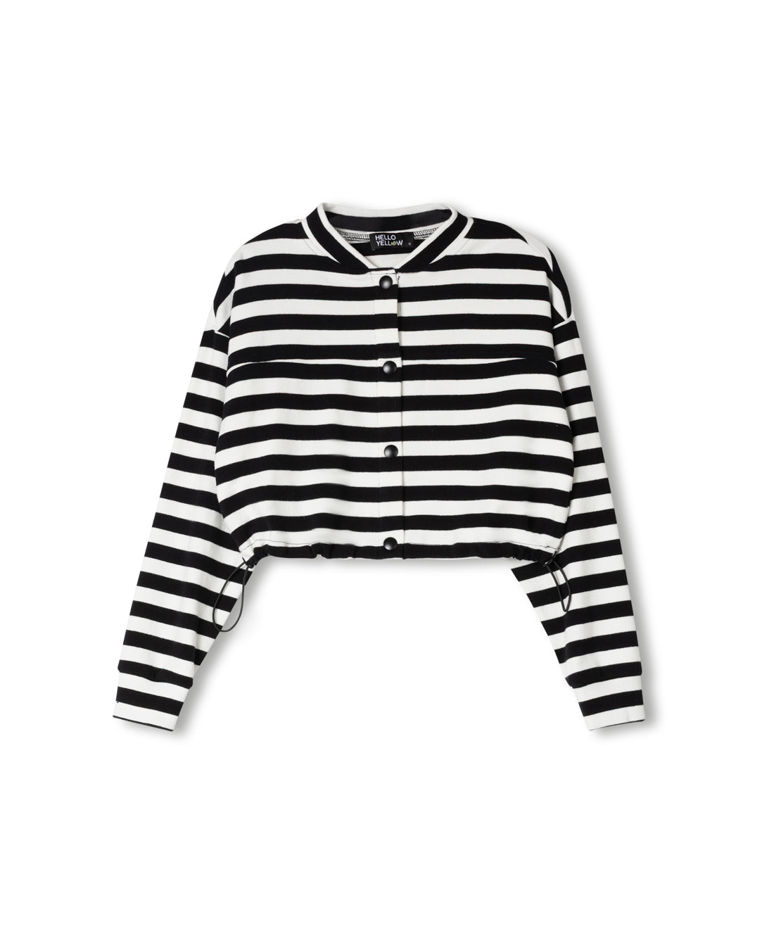 Striped Heart Fringed Bomber Sweatshirt