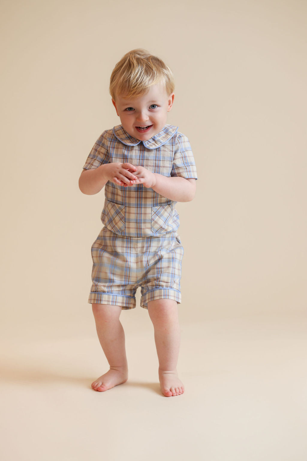 Farrow Plaid Pocket Blouse And Shorts - Junees