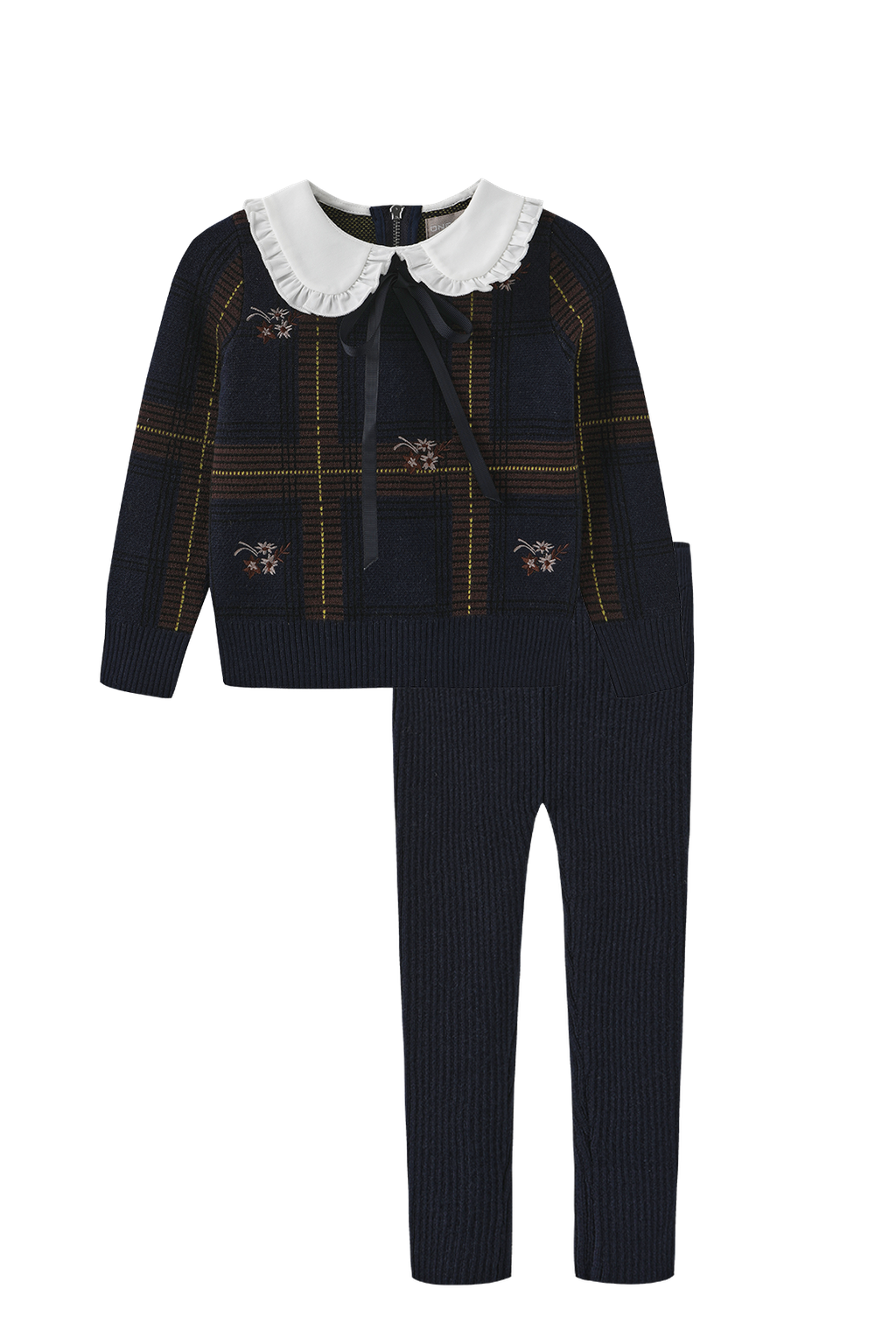 Lino Plaid Embroidered Set