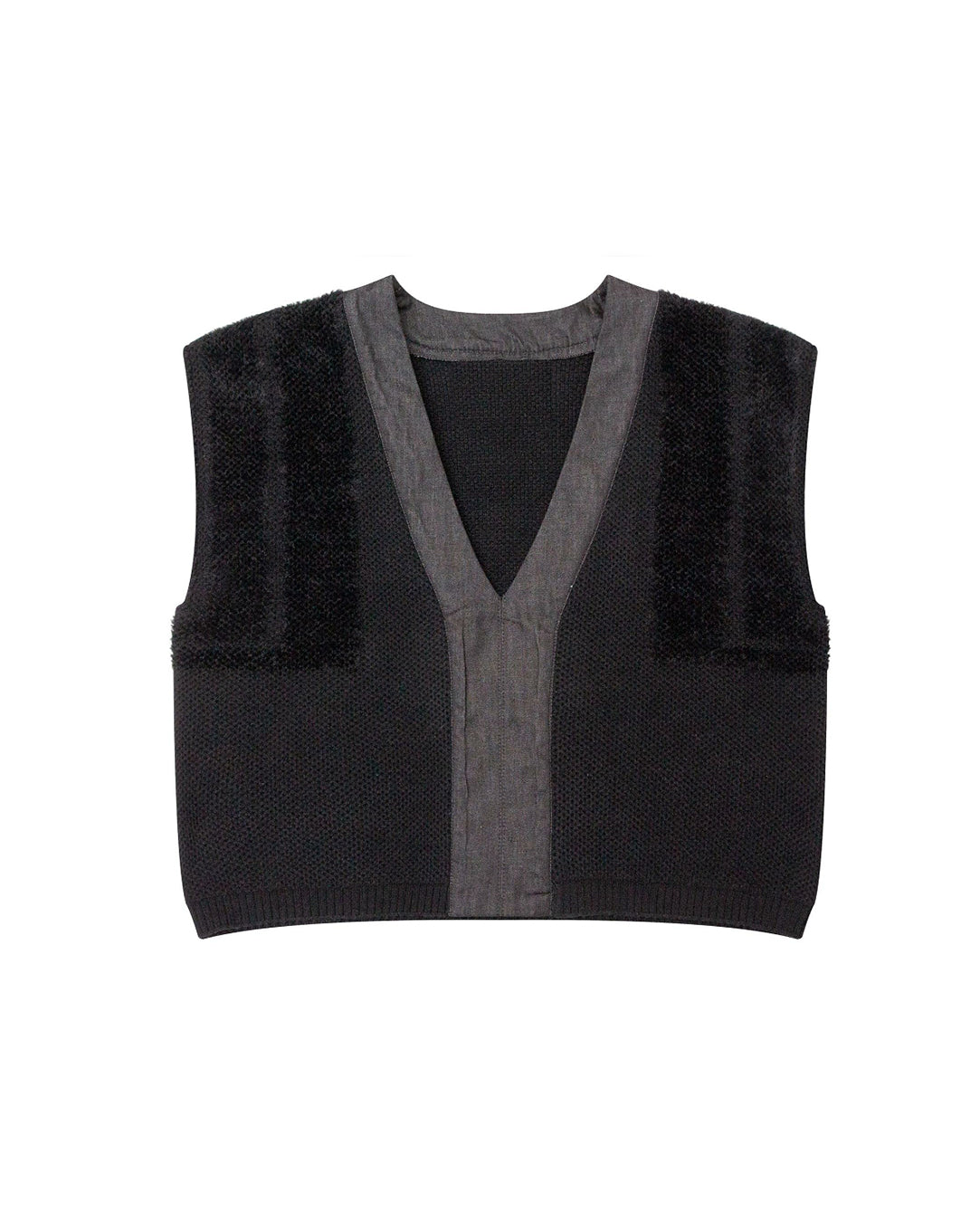Denim Stripe Detailed Knit Vest